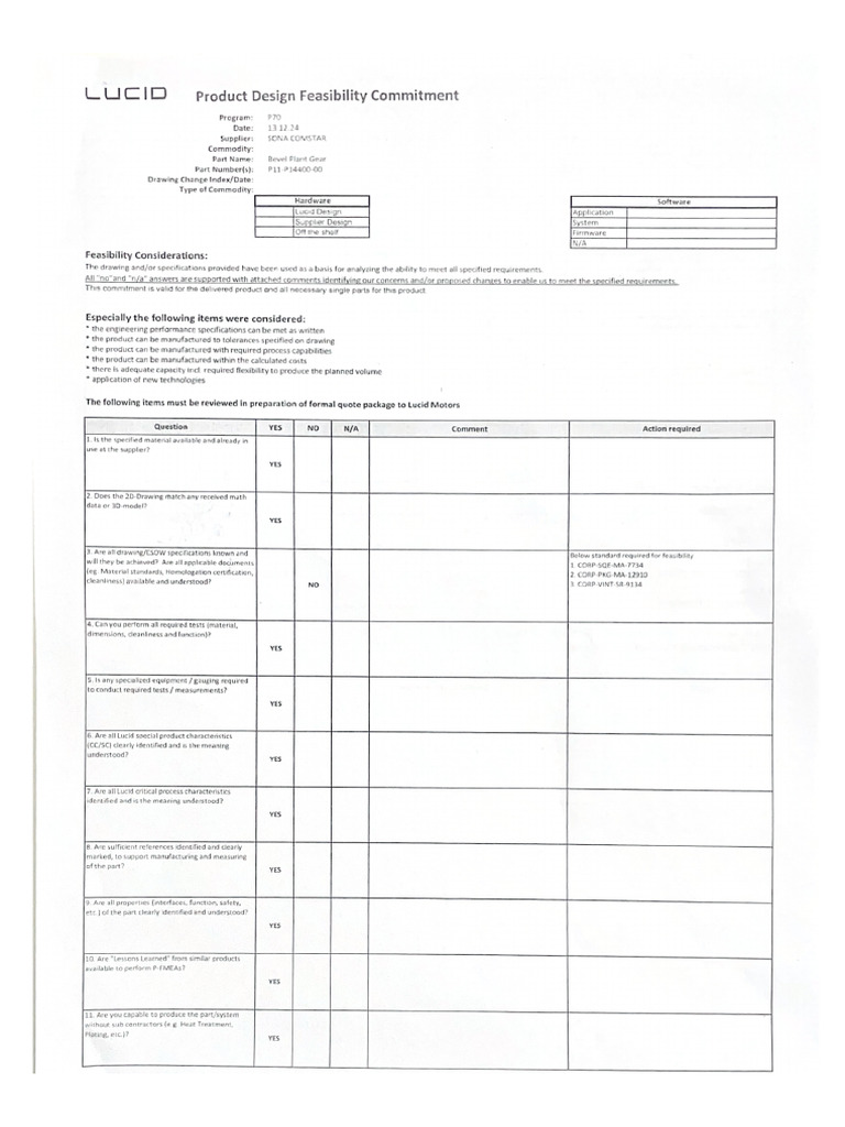 Product Design Feasibility Commitment | PDF