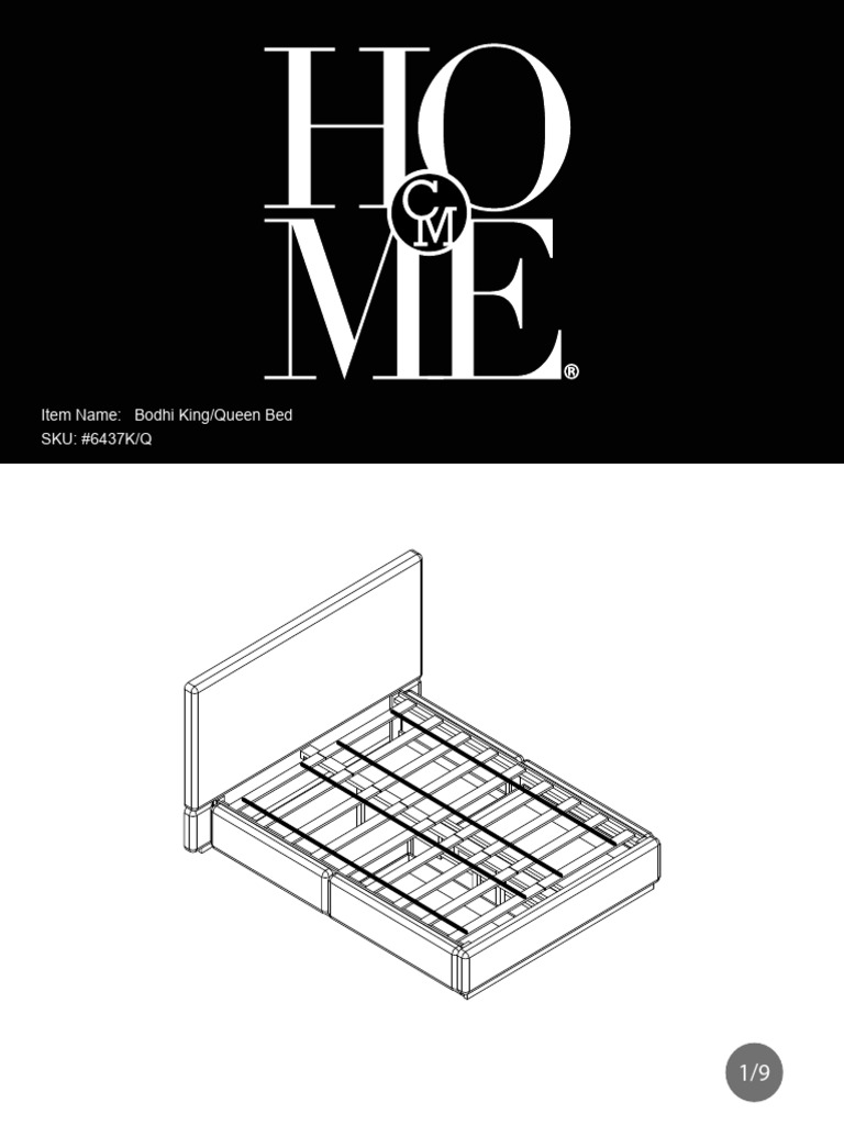 #6437KQ - Bodhi King-Queen Bed - Assembly Instructions | PDF | Bed | Screw