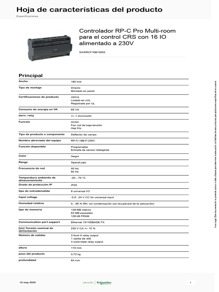 Schneider Electric SpaceLogic-RPC-Controller SXWRC 250708 211123 | PDF ...