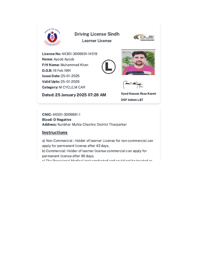 Driving License Validity Period | PDF
