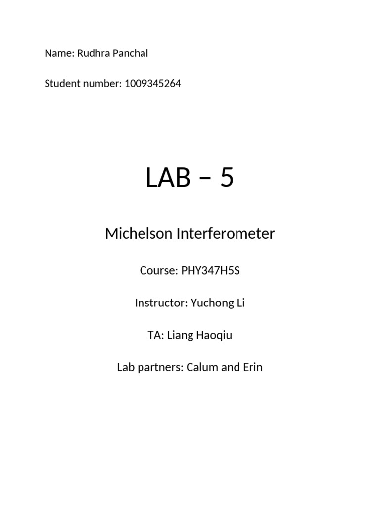 Michelson Interferometer Experiment Results | PDF | Interferometry ...