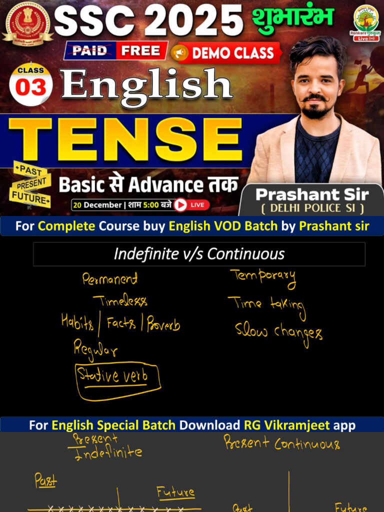 Tense 03 by Prashant Sir (Class Notes) | PDF