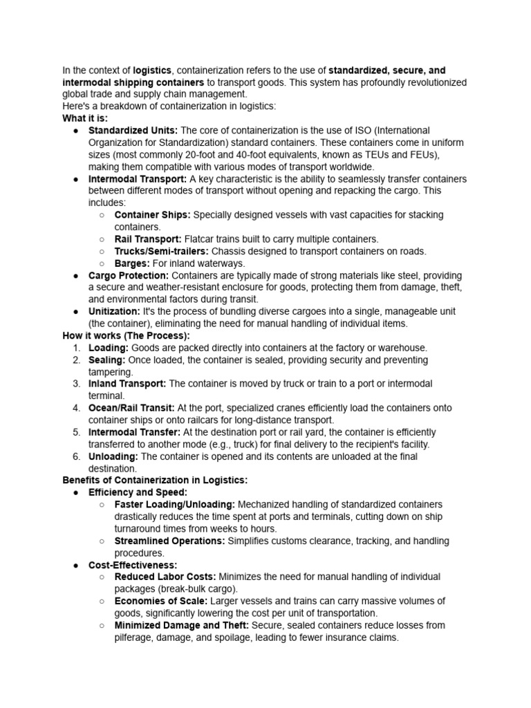 In The Context of Logistics | PDF | Containerization | Intermodal ...