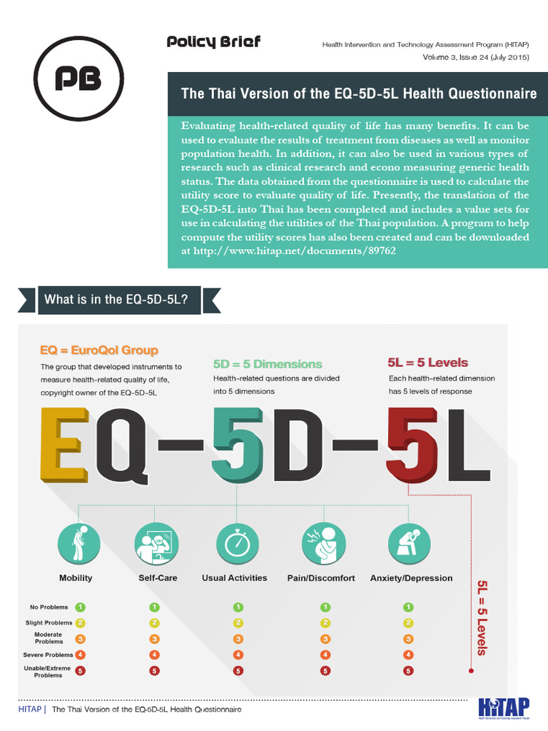 Thai EQ-5D-5L Health Questionnaire Guide | PDF | Health Care