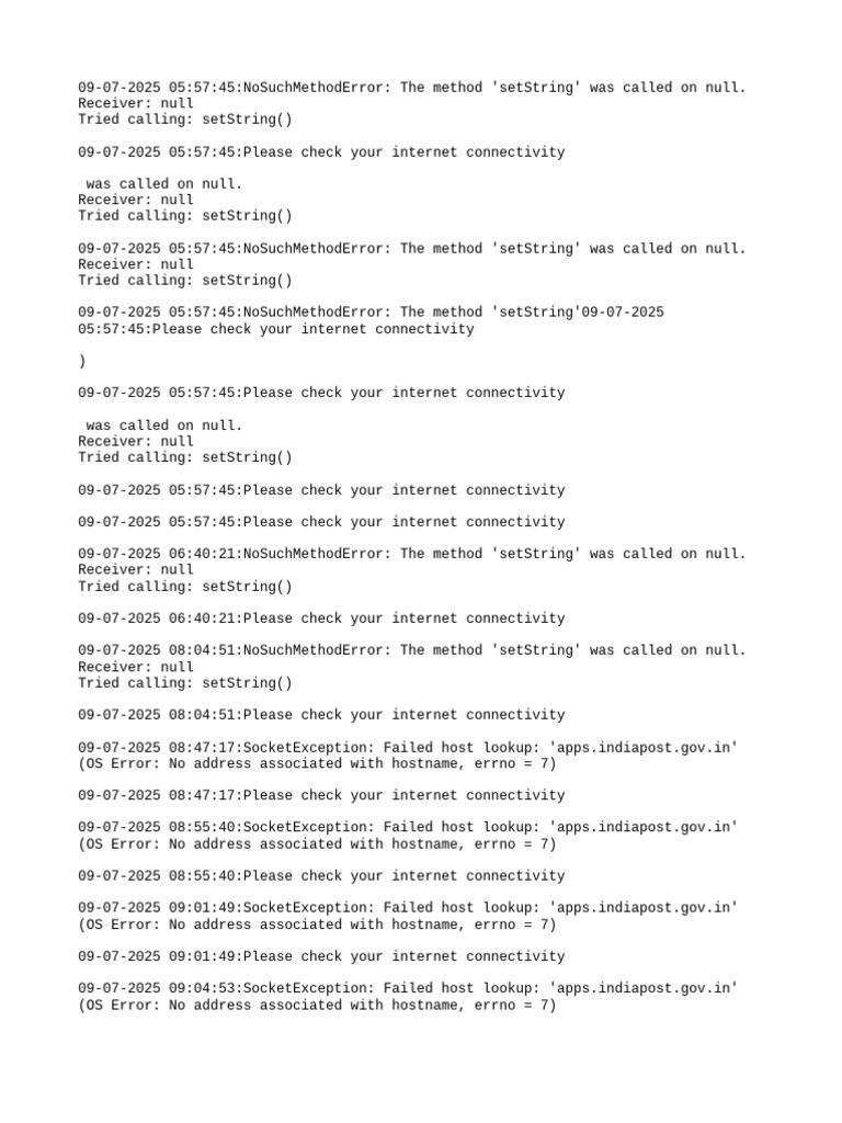 NoSuchMethodError and Connectivity Issues | PDF | Computing | Internet