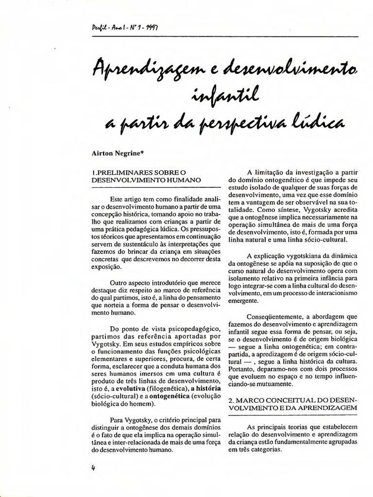 Desenvolvimento Humano e Aprendizagem | PDF | Aprendizado | Pensamento