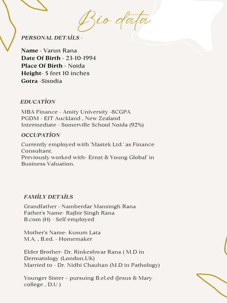 Varun Rana's Personal and Educational Profile | PDF