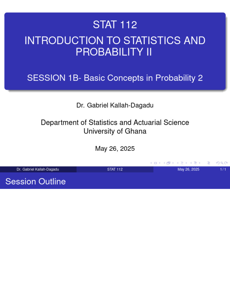 STAT 112 Elementary Probability - Part B | PDF | Odds | Probability