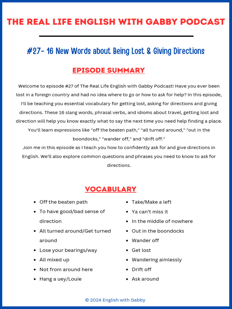 #27 - Getting Lost & Giving Directions | PDF | English Language ...