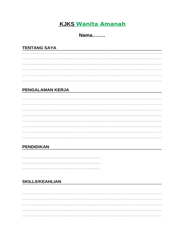 Format Curiculum Vitae | PDF