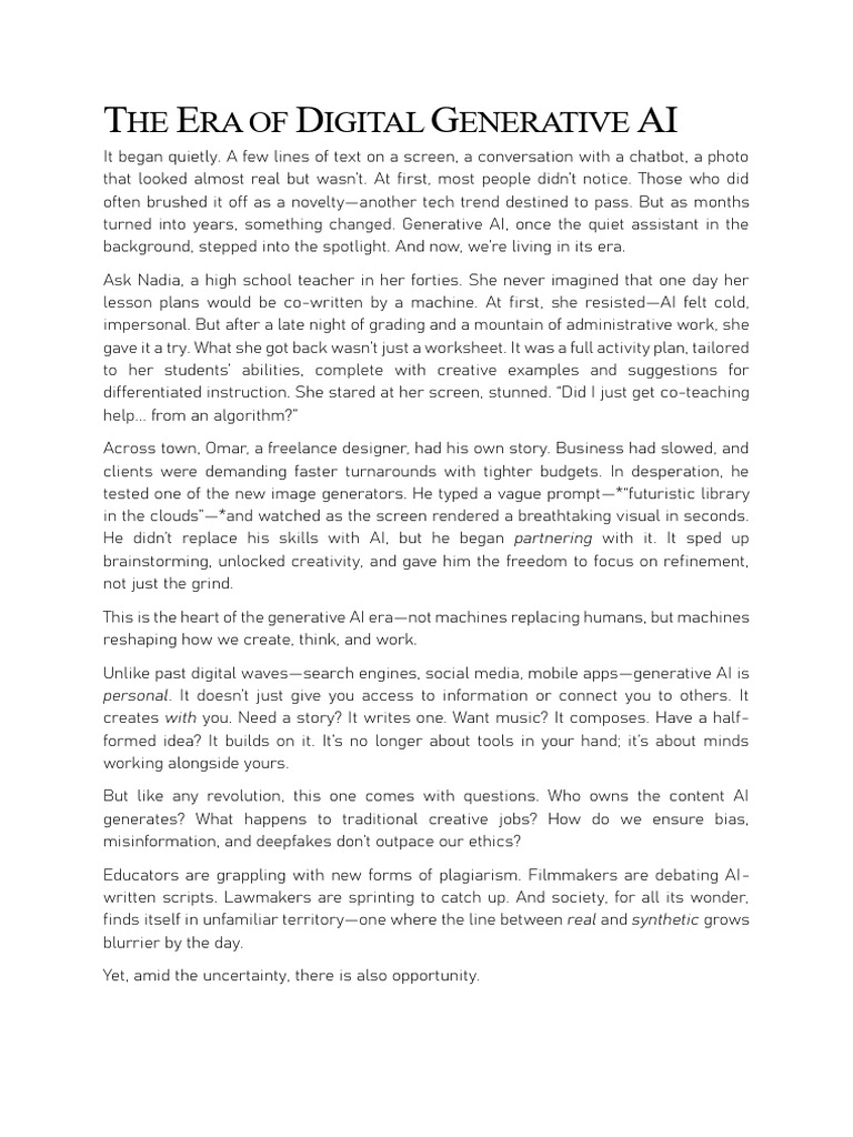 Embracing the Generative AI Era | PDF | Artificial Intelligence ...