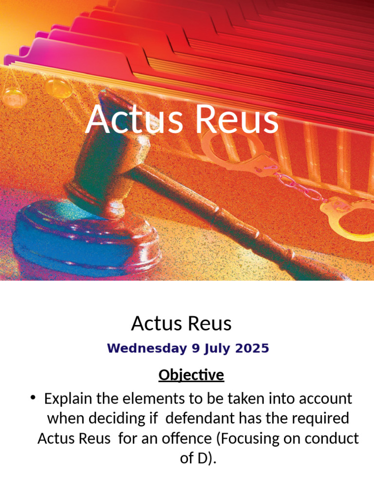 Understanding Actus Reus in Law | PDF | Mens Rea | Crimes