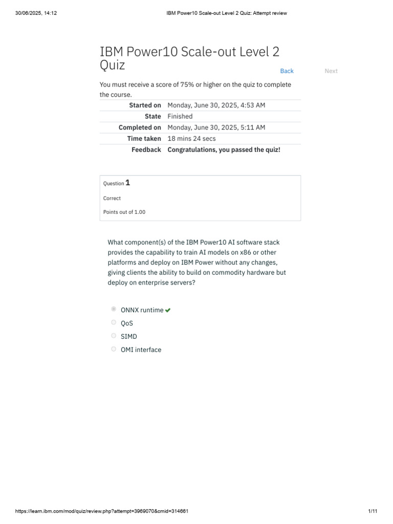 IBM Power10 Scale-Out Level 2 Quiz - Attempt Review 2 | PDF | Cloud ...