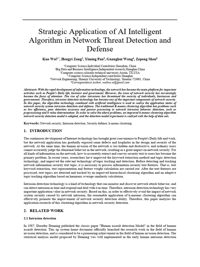 AI Algorithms for Network Threat Detection | PDF | Principal Component ...