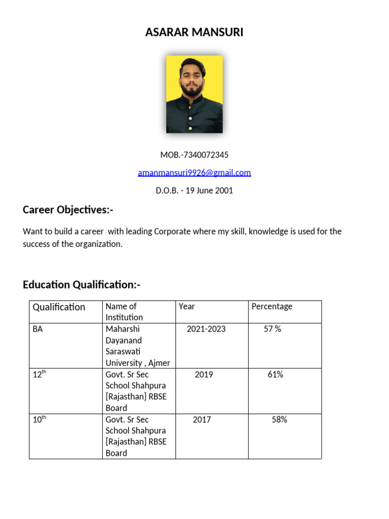 Resume Aman PDF - 1