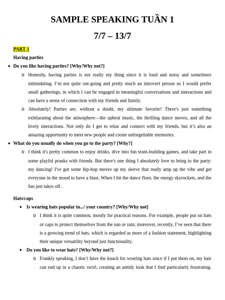 Sample Speaking 7 7 | PDF | Learning