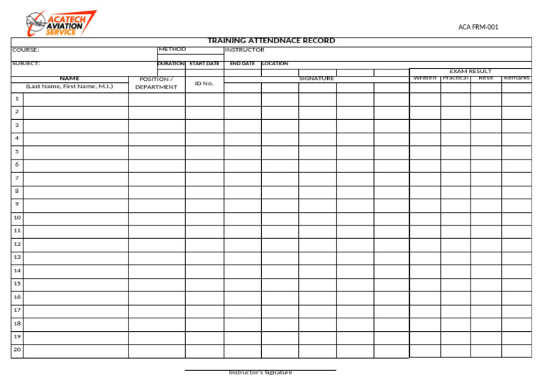 Training Attendance Record Template | PDF