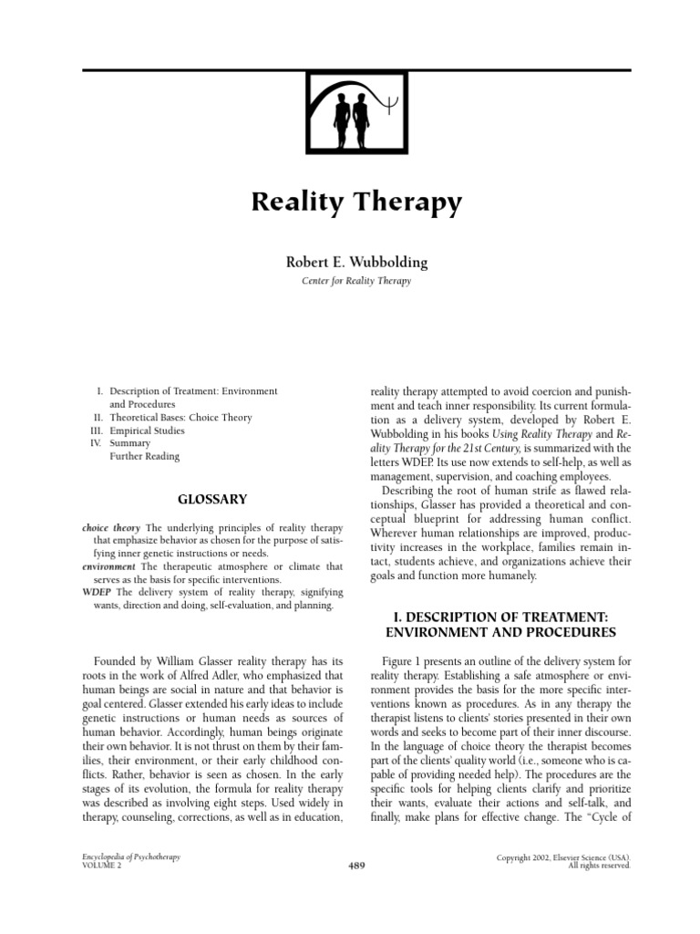 Reality Therapy: WDEP Framework Overview | PDF | Psychotherapy ...