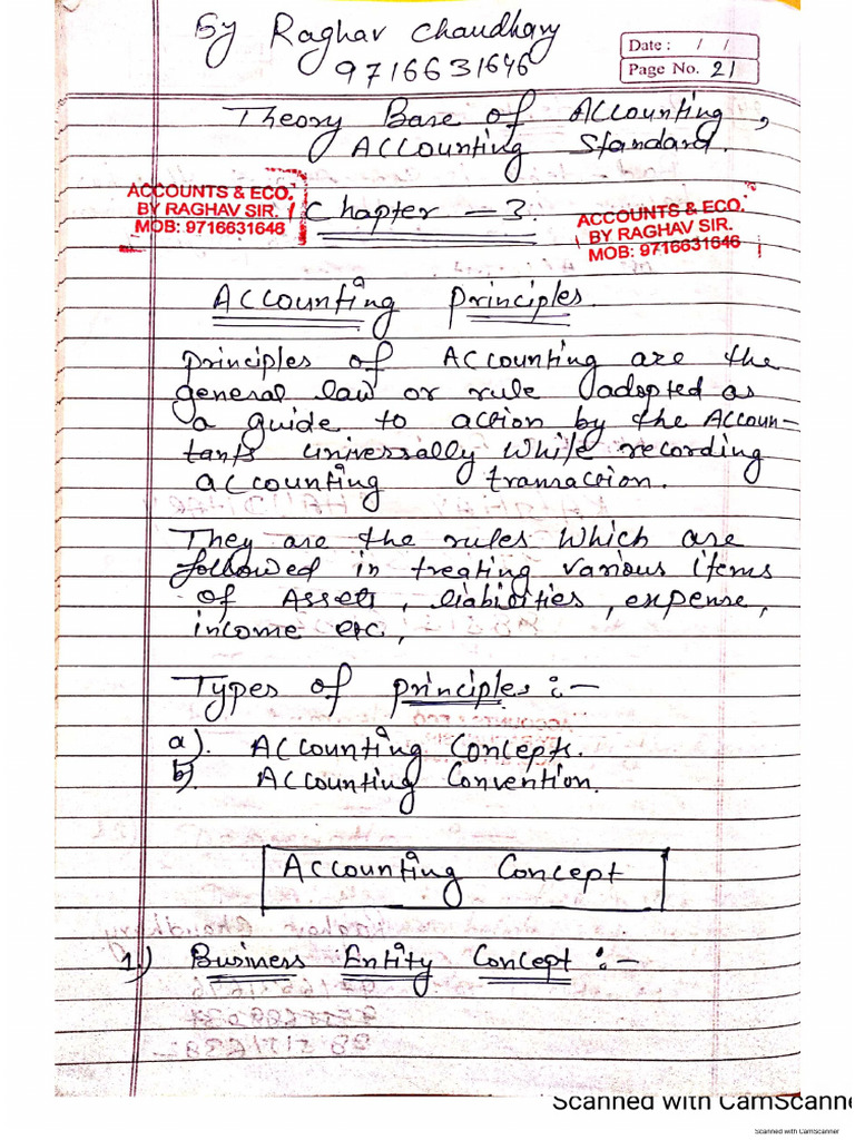 11th Accounts Ch-3 Hand Written Notes | PDF