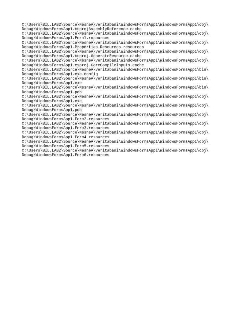 WindowsFormsApp1 Csproj FileListAbsolute | PDF