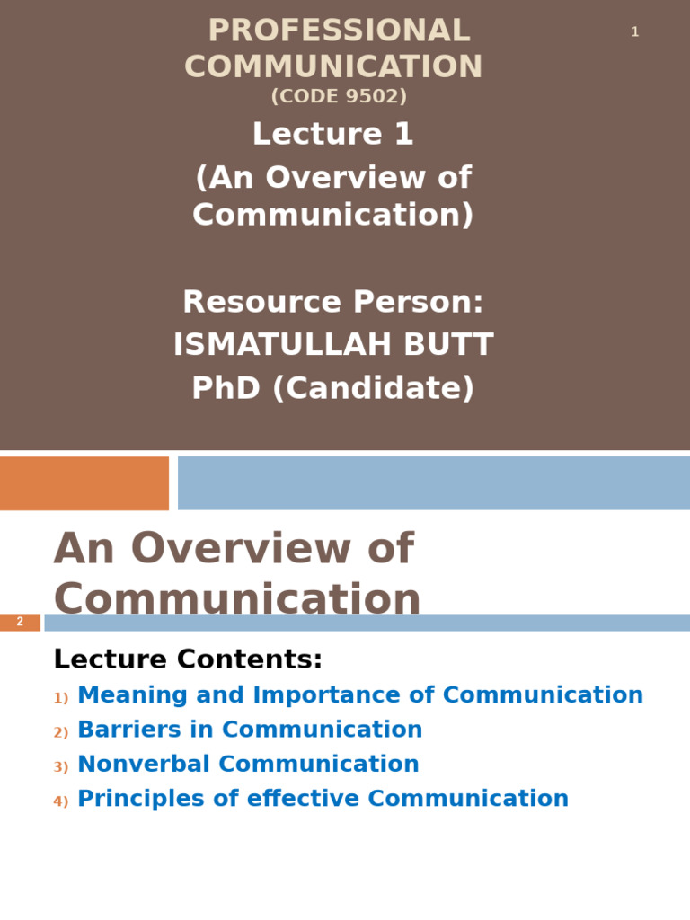 Overview of Professional Communication | PDF | Nonverbal Communication ...