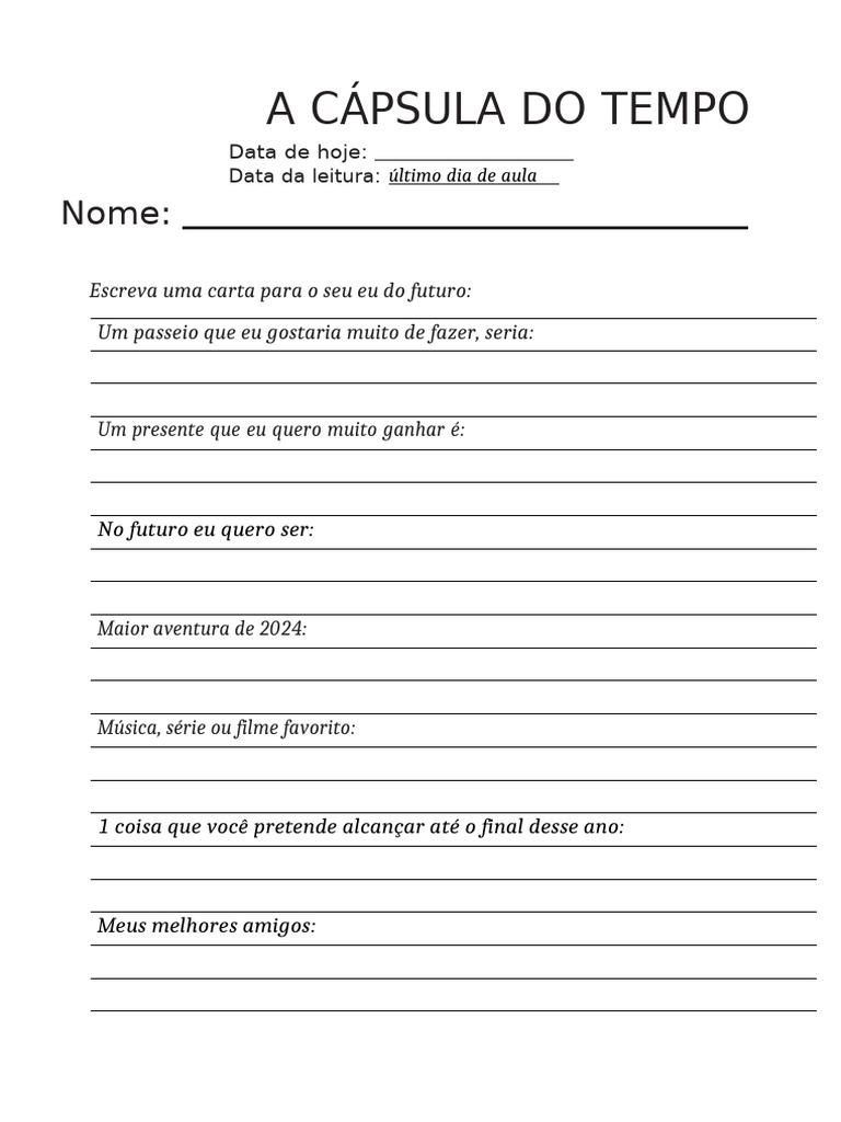 Capsula Do Tempo | PDF