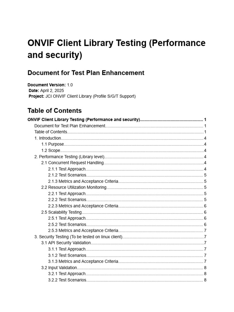ONVIF Client Library Test Plan | PDF | Computer Network | String ...