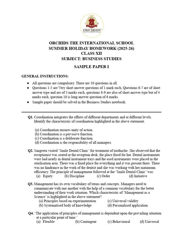 XII B.ST Sample Paper I | PDF | Business