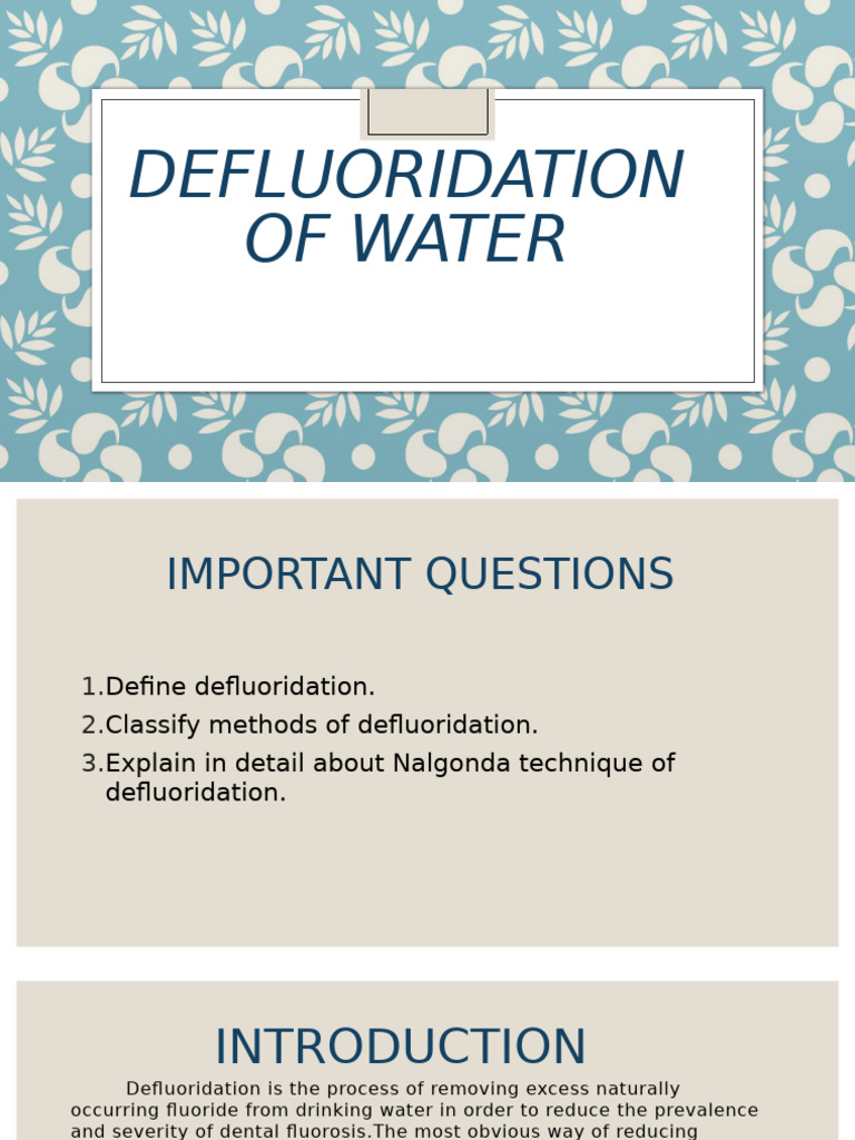 Nalgonda Technique for Water Defluoridation | PDF | Materials | Chemistry