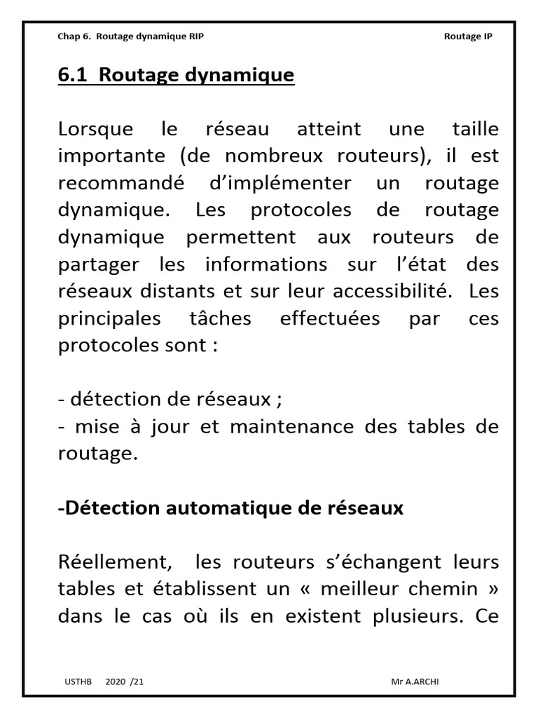 Routage Dynamique : Protocoles RIP et IP | PDF | Routage | Protocoles ...