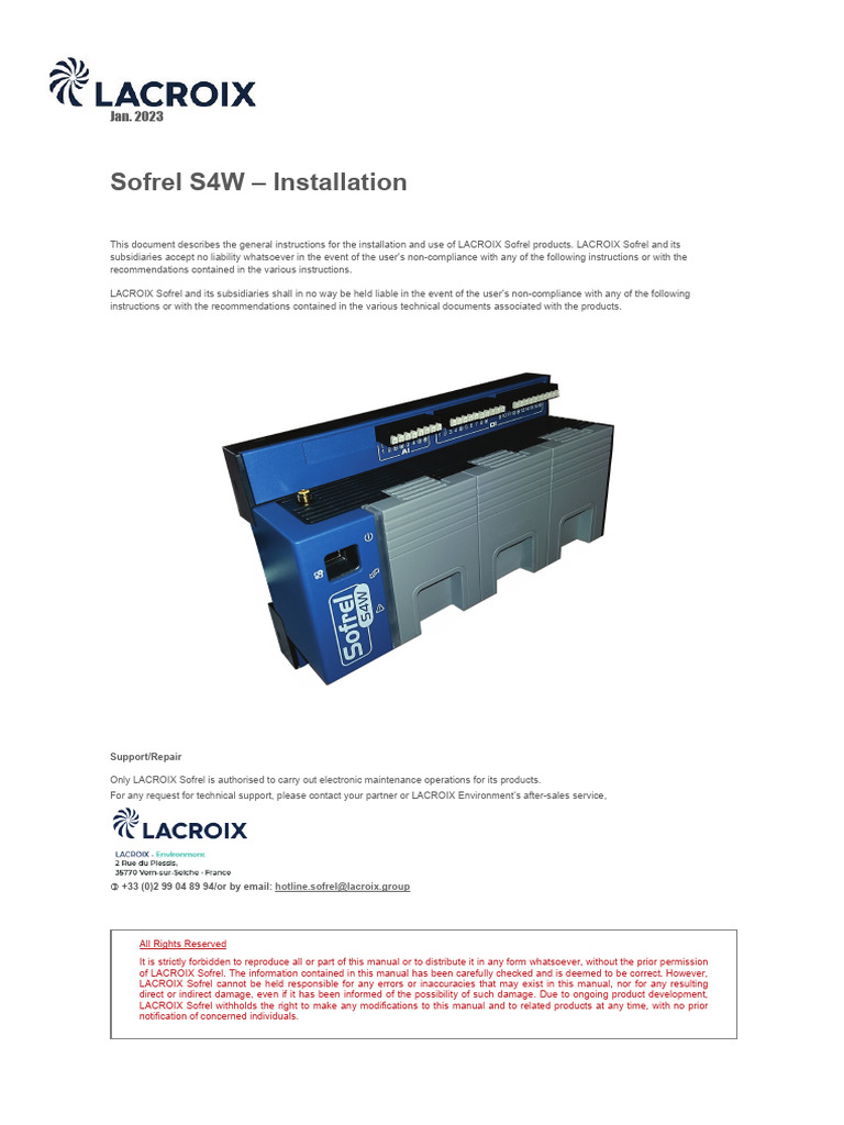Sofrel S4W Installation Guide | PDF | Power Supply | Relay