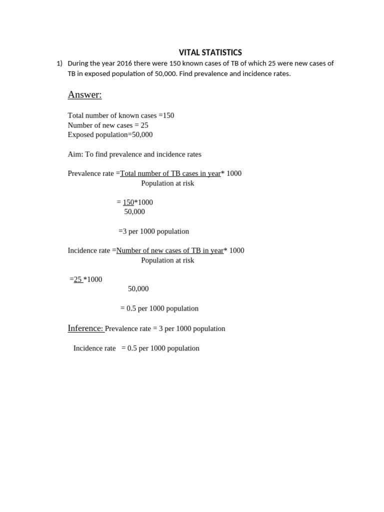 Vital Statistics: TB and Birth Rates Analysis | PDF | Mortality Rate ...