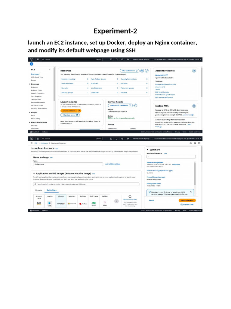 Deploy Nginx on AWS EC2 with Docker | PDF