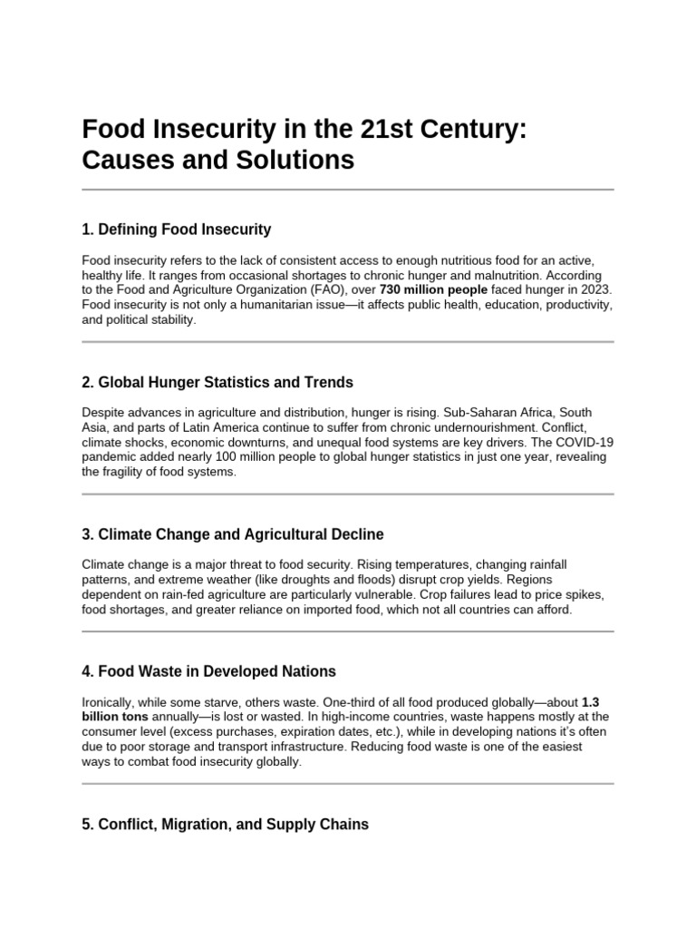 Addressing Global Food Insecurity | PDF | Food Security | Hunger