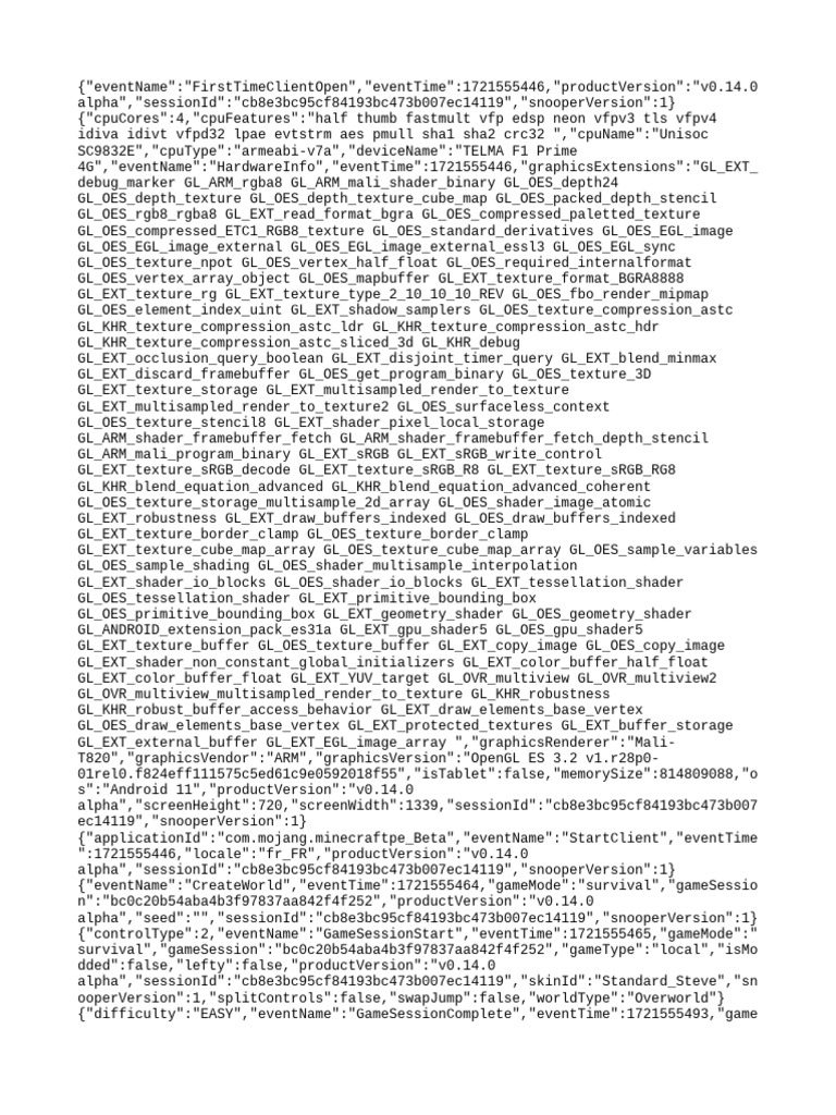 Minecraft Game Session Events Log | PDF