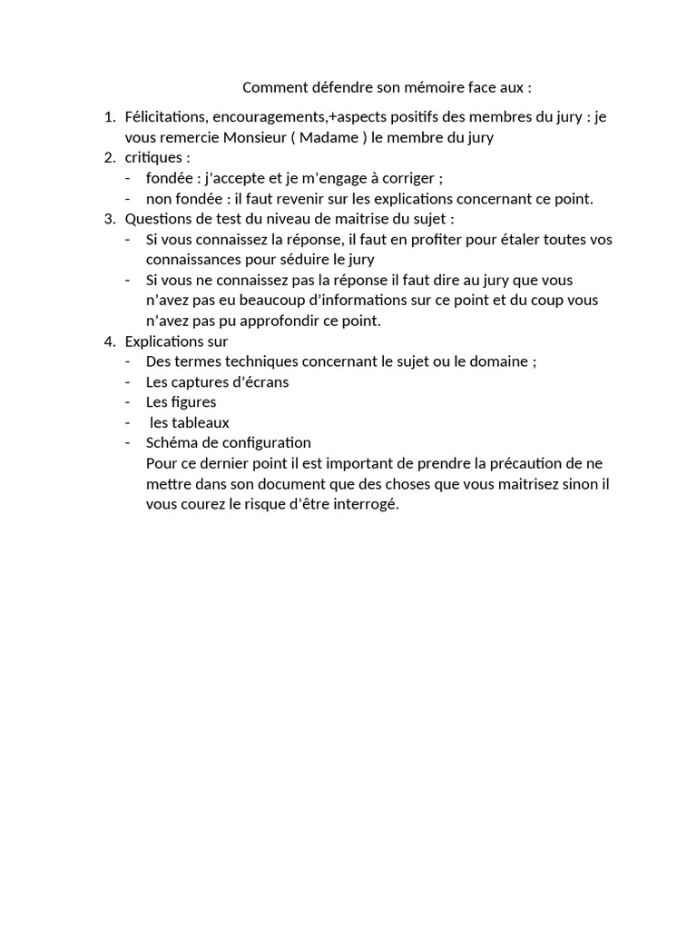 Stratégies pour défendre son mémoire | PDF