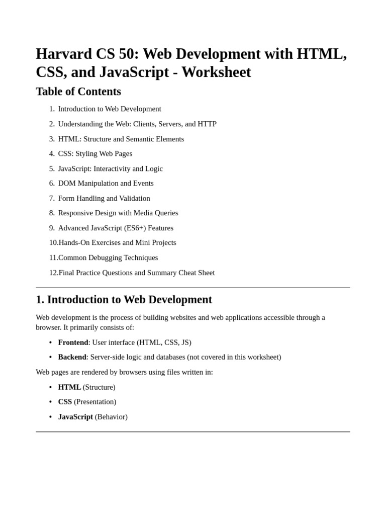 Web Development Exercises and Concepts | PDF | World Wide Web ...