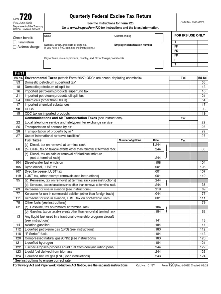 2025 IRS Form 720 Instructions | PDF | Irs Tax Forms | Natural Gas