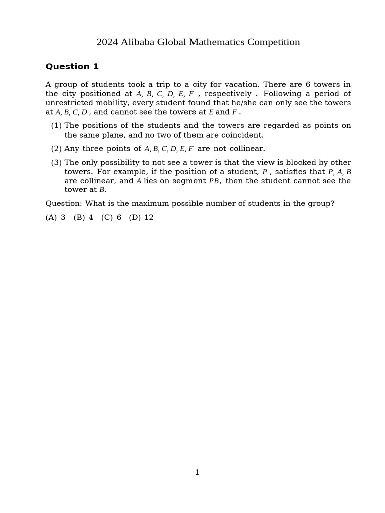 Alibaba Global Math Competition 2025 | PDF | Vector Space ...