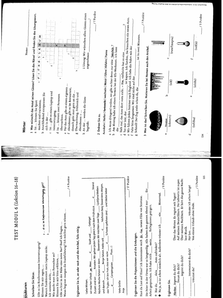 Menschen A2 Test Modul 6 | PDF