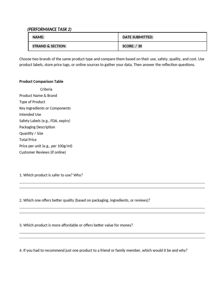 Performance Task 2 Grade 12 (Q1) | PDF