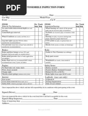 Automobile Inspection Form