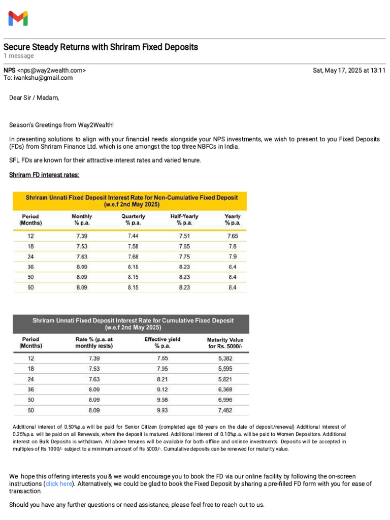 Invest in Shriram Fixed Deposits Today | PDF