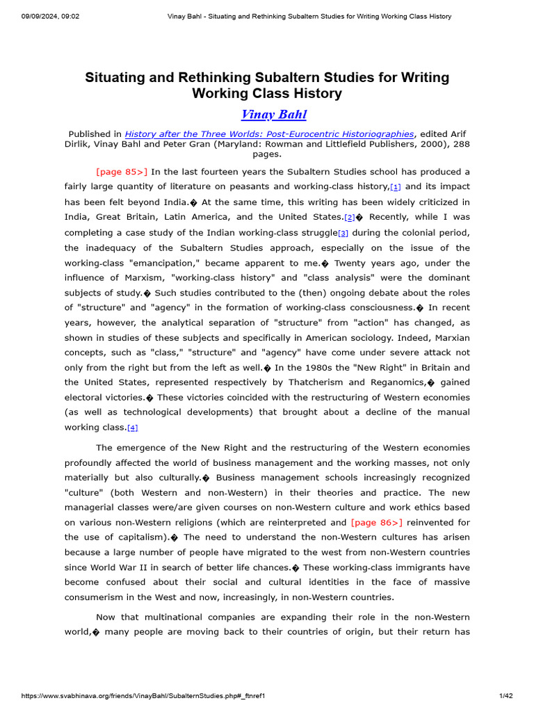Rethinking Subaltern Studies in History | PDF | Marxism | Postcolonialism