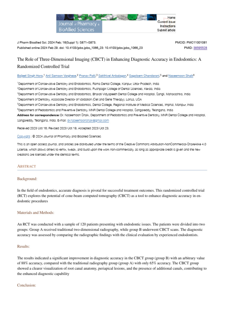 CBCT Enhances Endodontic Diagnosis Accuracy | PDF | Medical Imaging ...