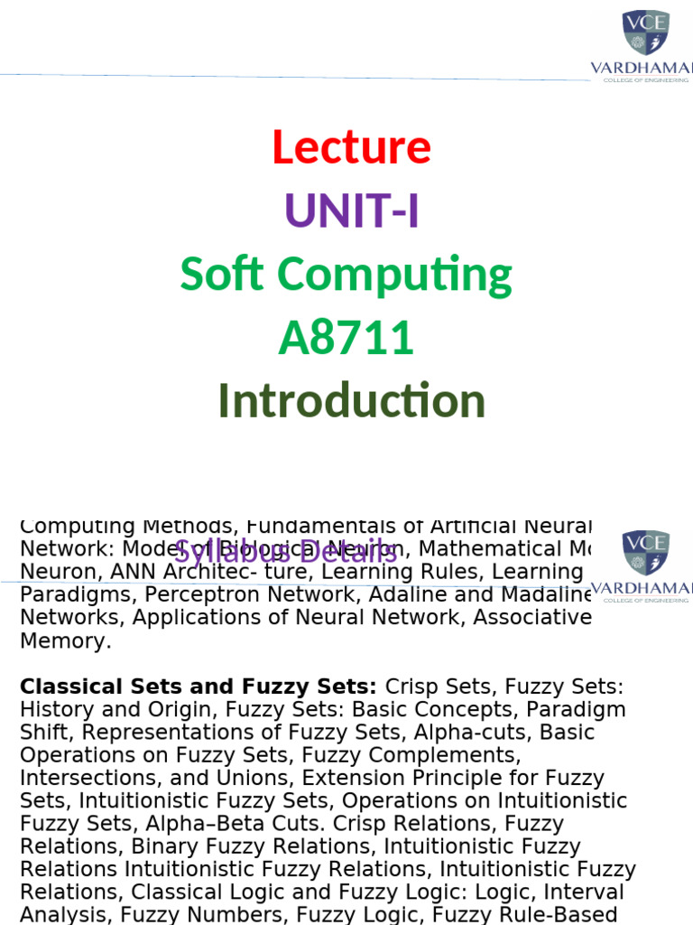 Unit I | PDF | Fuzzy Logic | Dendrite