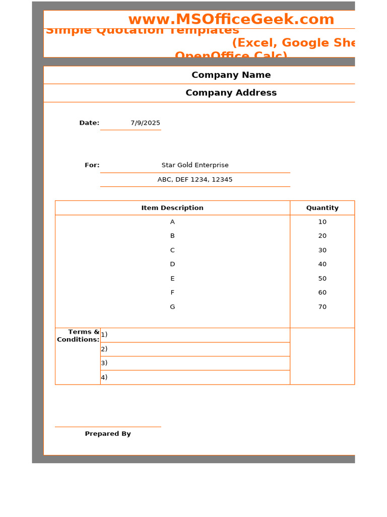 Simple Quotation Template Example | PDF | Economies | Payments