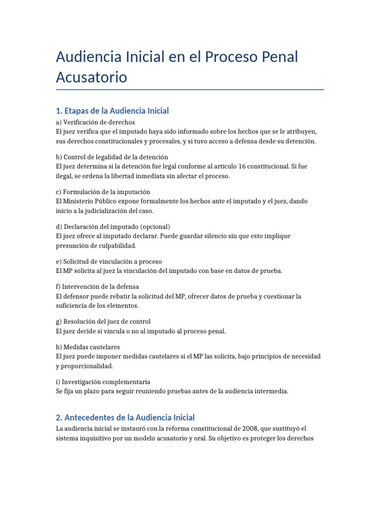 Ejemplo de Audiencia Inicial Penal | PDF | Presunción de inocencia ...
