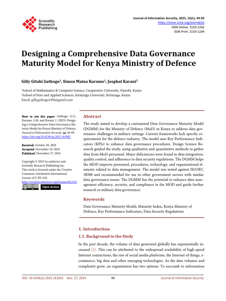 Data Governance Model for Kenya Defence | PDF | Governance ...