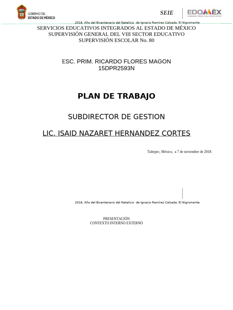 Plan de Trabajo Subdirector Académico | PDF | Aprendizaje